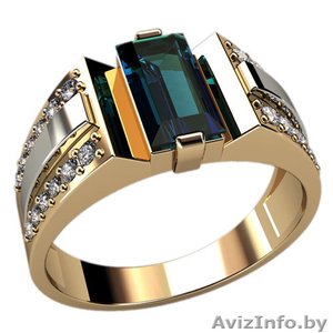 Золотое кольцо (новое) с фионитами и вставками из белого золота - Изображение #1, Объявление #1007004